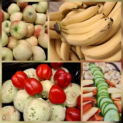 Collage aus verschiedenen Obst- und Gemüsesorten&nbsp;&copy;&nbsp;Grundschule Brinkum